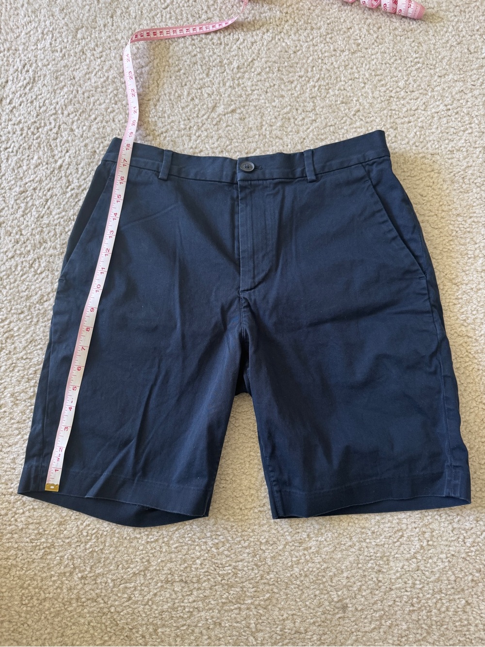 COS Navy Flat-Front Cotton Shorts